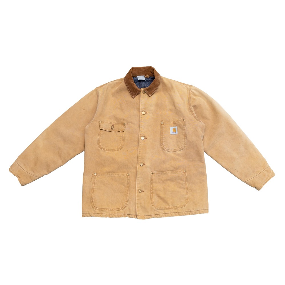 Carhartt Chore Coat Mens Brown Duck Canvas Blanket Lined Work Jacket SZ L VNTG